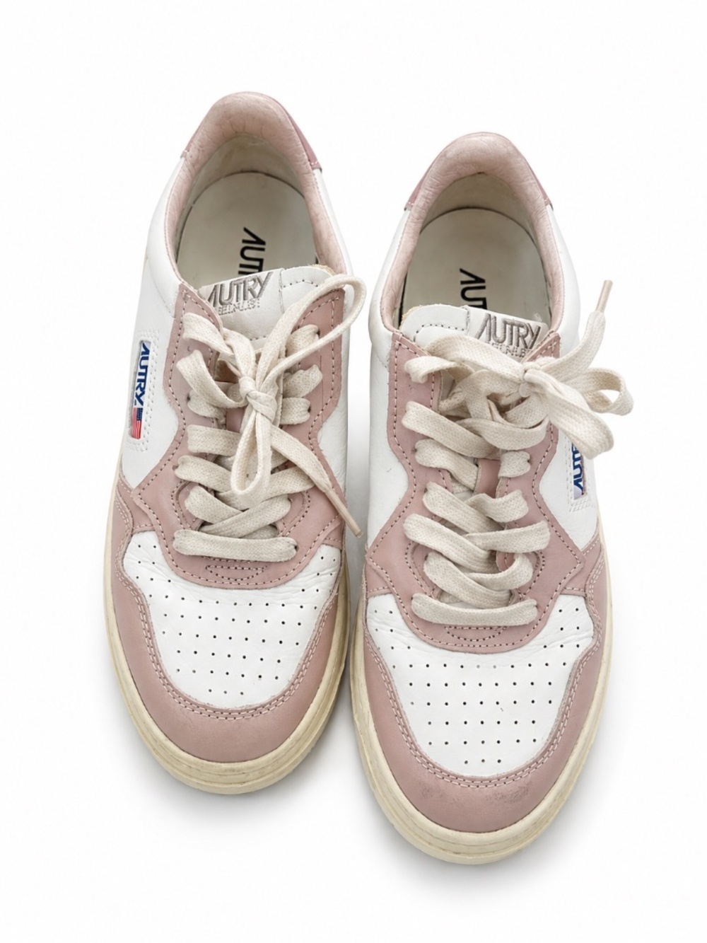 Autry Medalist Low White Blush Pink Leather Sneakers EU 39 US 8.5